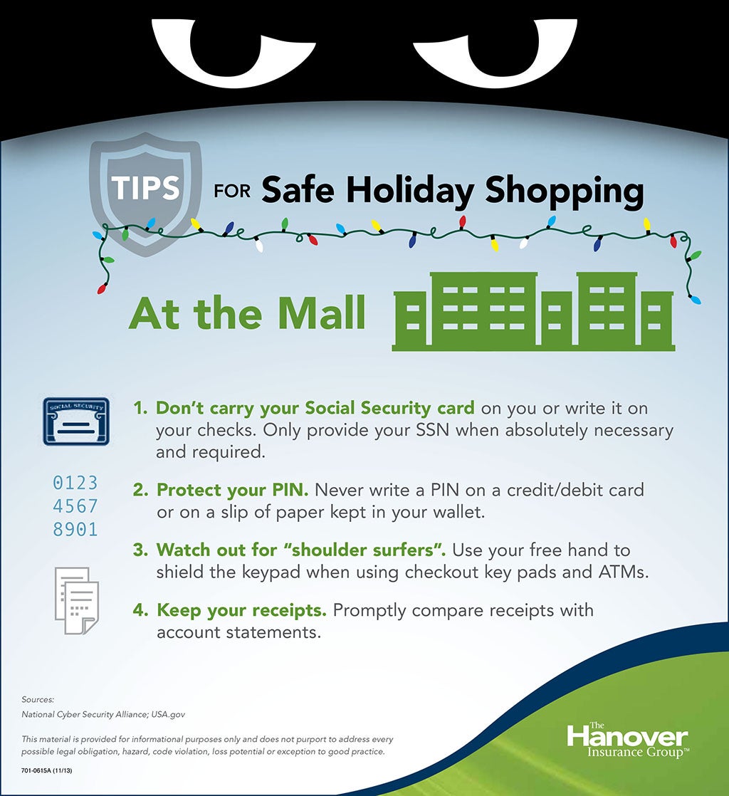 infographic image with tips for safe holiday shopping