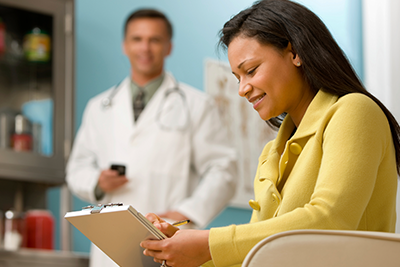Patient filling out form