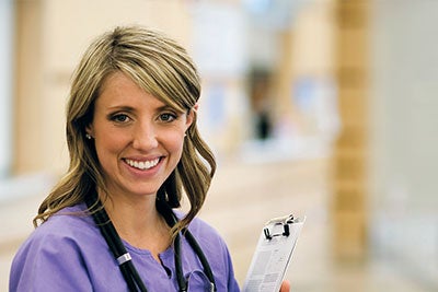 Nurse in purple