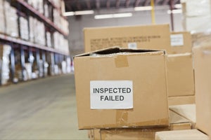 boxes that failed inspection in warehouse