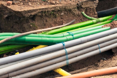 Overhead view of a bulldozer on a job site 