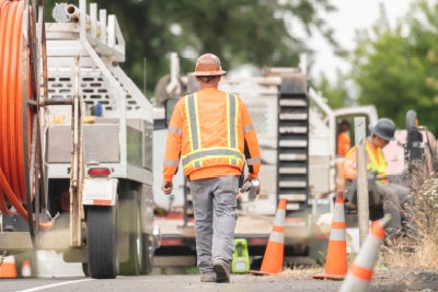 Overhead view of a bulldozer on a job site 