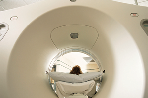 person entering MRI machine