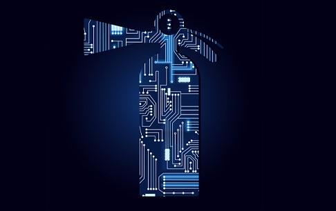 animated image of a blue fire extinguisher