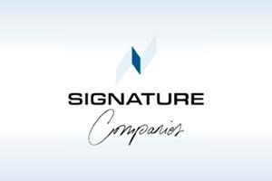 Signature companies logo with gradient blue background