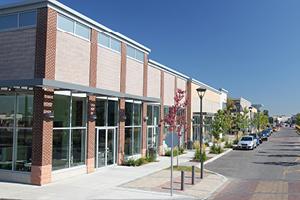 Exterior view of a shopping plaza