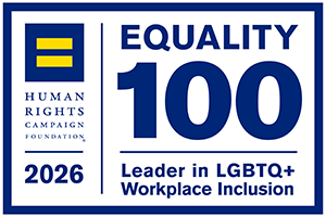 Human Rights Campaign Equality 100 Leader in LGBTQ+ Workplace inclusion award logo