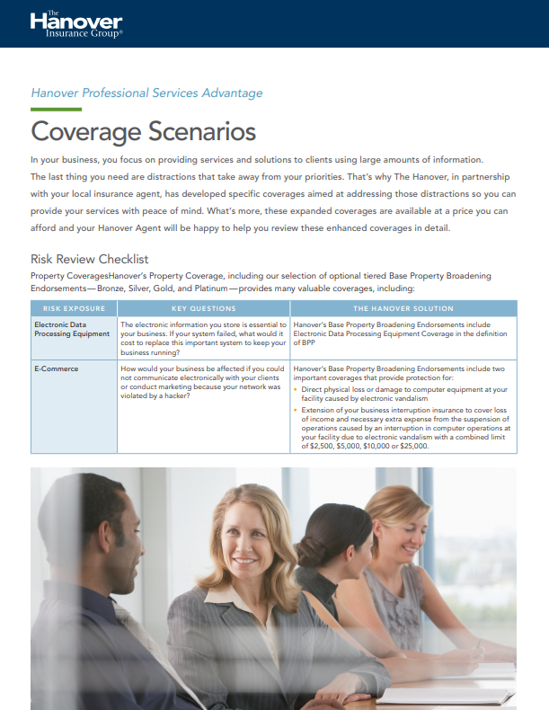 Professional services coverage scenarios cover