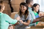 woman volunteering at food bank