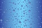 Illustrative water droplets on light blue background