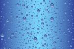 Illustrative water droplets on light blue background