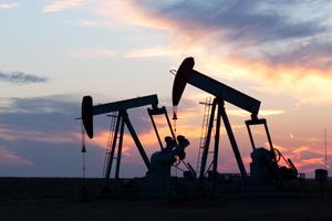 oil field at sunset