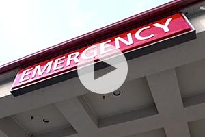 Emergency sign on a building 