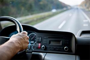 Truck driver driving on the road