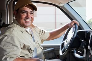 man driving van