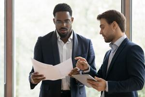 two business men discussing an idea